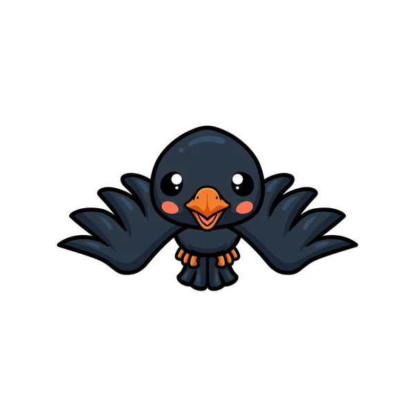 Vector Illustration Cute Little Crow Cartoon Flying — 图库矢量图片