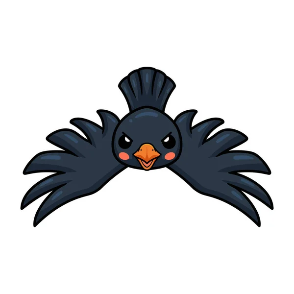 Vector Illustration Cute Little Crow Cartoon Flying — стоковый вектор