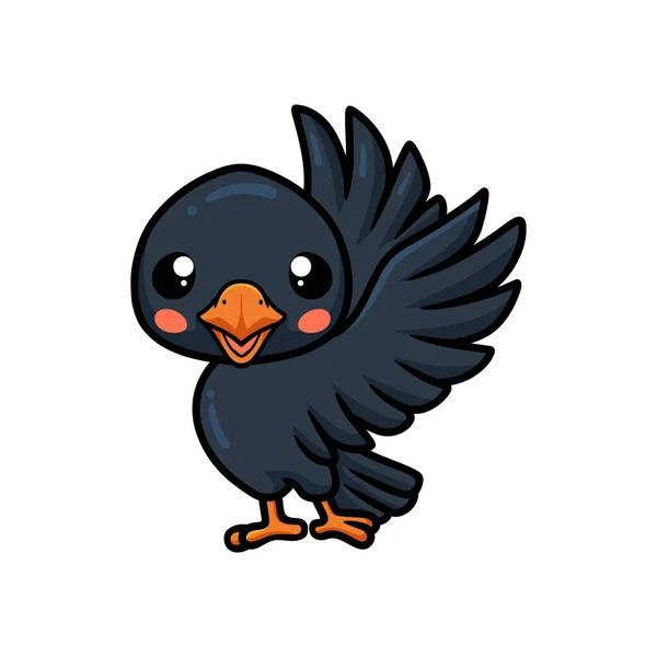 Vector Illustration Cute Little Crow Cartoon Posing — Archivo Imágenes Vectoriales