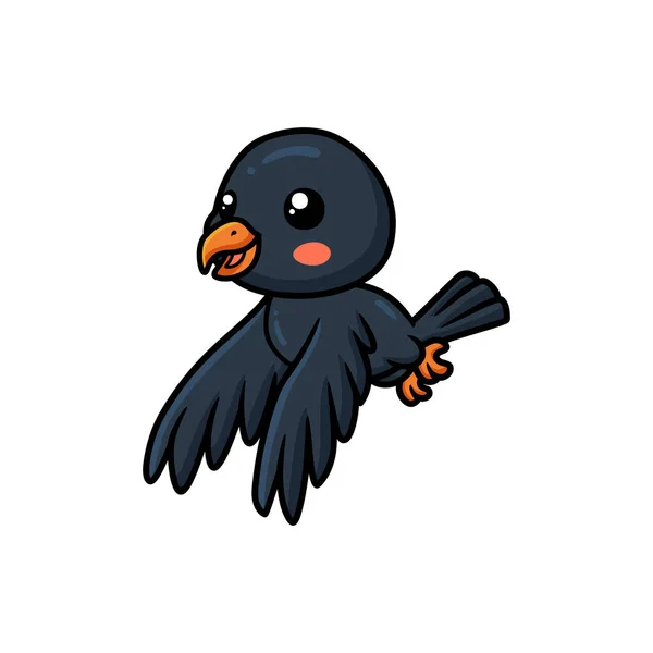 Vector Illustration Cute Little Crow Cartoon Flying — стоковый вектор