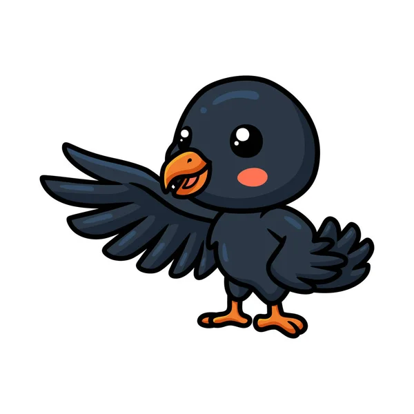 Vector Illustration Cute Little Crow Cartoon Posing — Stockový vektor