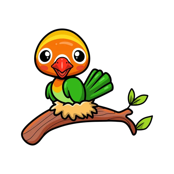 Векторна Ілюстрація Милого Маленького Папуги Гілці Дерева — стоковий вектор