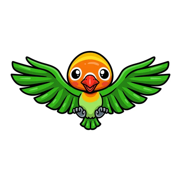 Ilustração Vetorial Bonito Pequeno Papagaio Desenho Animado Voando — Vetor de Stock