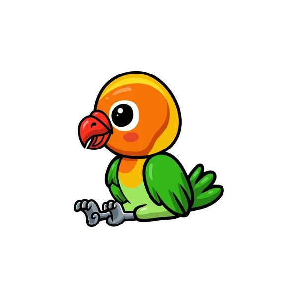 Vector Illustration Cute Little Parrot Cartoon Sitting — Stock Vector