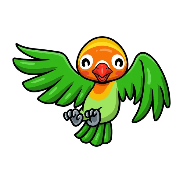 Vektorillustration Des Niedlichen Kleinen Papageien Cartoon Fliegen — Stockvektor