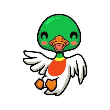 Vector Illustration of Cute little duck cartoon posing