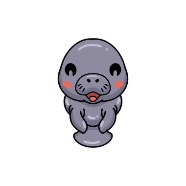 Vector Illustration of Cute baby manatee cartoon posing