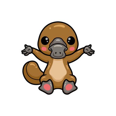 Vector Illustration of Cute baby platypus cartoon sitting