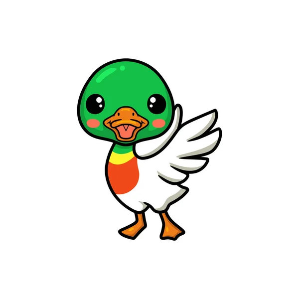 Vector Illustration Cute Little Duck Cartoon Posing — 스톡 벡터