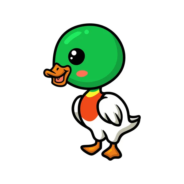 Vector Illustration Cute Little Duck Cartoon Standing — Vetor de Stock