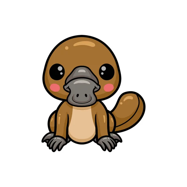 Vector Illustration Cute Baby Platypus Cartoon Posing — Διανυσματικό Αρχείο