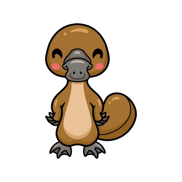 Vektor Illustration Söt Baby Platypus Tecknad Stående — Stock vektor