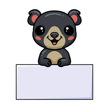 Küçük şirin ayı çizgi filminin boş işaretiyle Vektör İllüstrasyonu