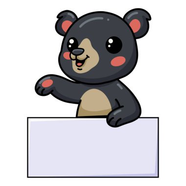 Küçük şirin ayı çizgi filminin boş işaretiyle Vektör İllüstrasyonu