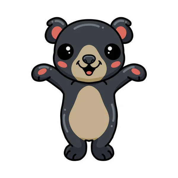 Vector Illustration Cute Little Bear Cartoon Raising Hands — Stock Vector