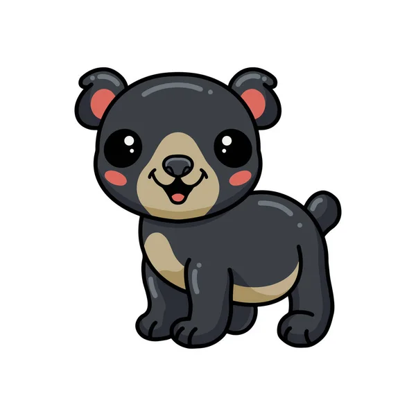 Vector Ilustración Lindo Oso Pequeño Dibujo Animado Posando — Archivo Imágenes Vectoriales