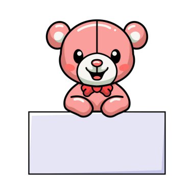 Boş işaretli şirin oyuncak ayı çizgi filminin vektör çizimi