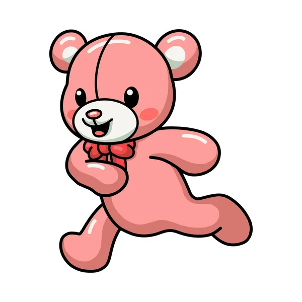 Vector Illustration Cute Teddy Bear Cartoon Running — Stock Vector