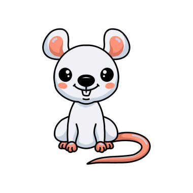 Küçük şirin beyaz fare çizgi filminin vektör çizimi