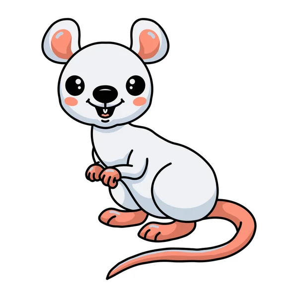 Vector Illustratie Van Leuke Kleine Witte Muis Cartoon — Stockvector