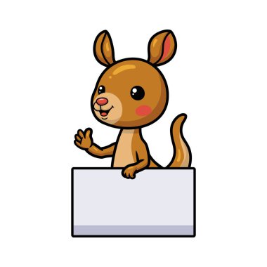 Boş işaretli şirin küçük kanguru çizgi filminin vektör çizimi