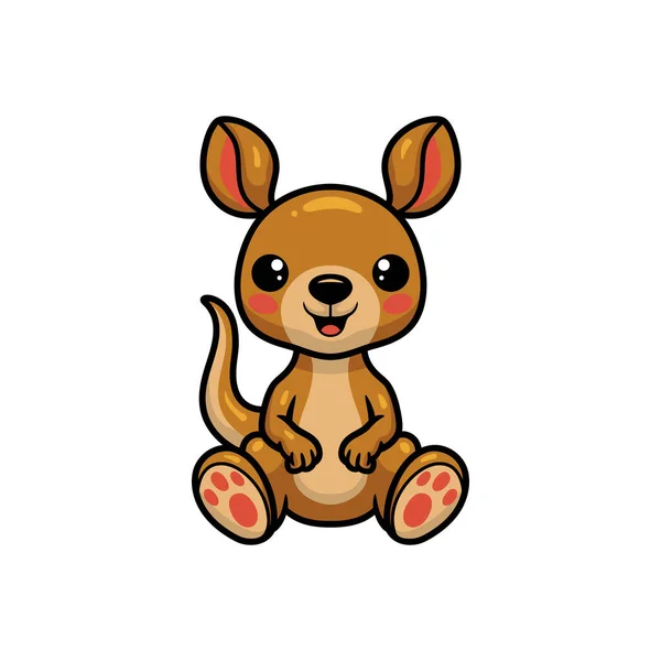 Vector Illustration Cute Little Kangaroo Cartoon Sitting — Stock Vector