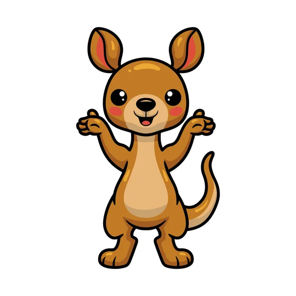 Vector Illustration Cute Little Kangaroo Cartoon Raising Hands — Stock Vector