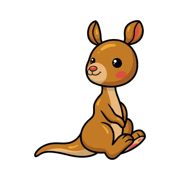 Illustrazione Vettoriale Carino Piccolo Canguro Cartone Animato Seduta — Vettoriale Stock