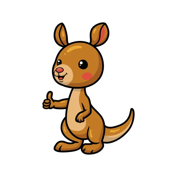 Wektor Ilustracja Cute Little Kangura Kreskówki Dając Kciuk Górę — Wektor stockowy