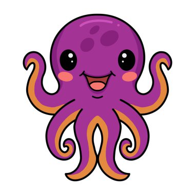 Şirin pembe ahtapot çizgi filminin vektör çizimi