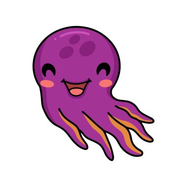 Şirin pembe ahtapot çizgi filminin vektör çizimi