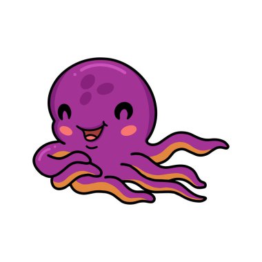 Şirin pembe ahtapot çizgi filminin vektör çizimi