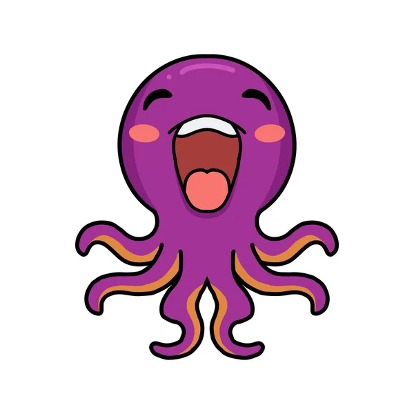 Vector Illustration Cute Little Pink Octopus Cartoon Laughing — Stock Vector