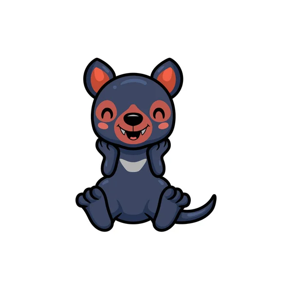 Vector Illustration Cute Little Tasmanian Devil Cartoon Sitting — Stock Vector