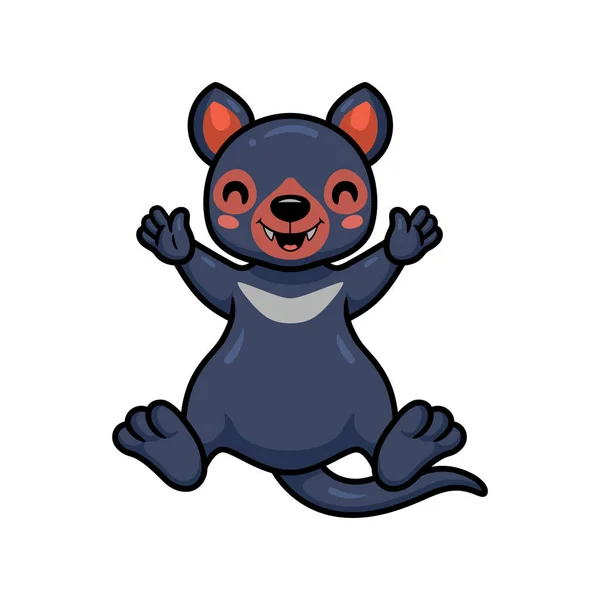 Vector Illustration Cute Little Tasmanian Devil Cartoon Sitting — Stock Vector