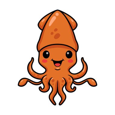 Vector illustration of Cute little squid cartoon posing clipart