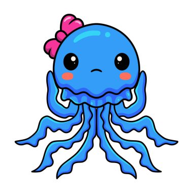 Şirin mavi denizanası çizgi filminin vektör çizimi