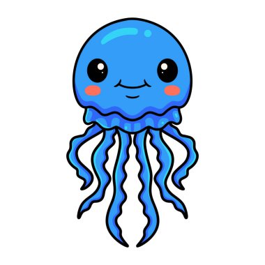 Şirin mavi denizanası çizgi filminin vektör çizimi