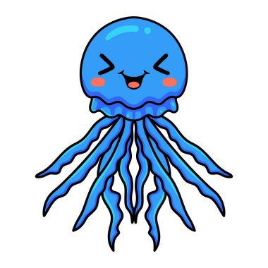 Şirin mavi denizanası çizgi filminin vektör çizimi