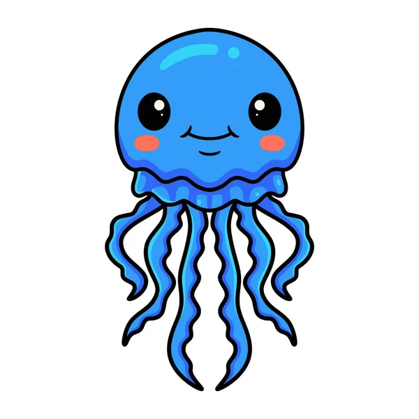 Ilustración Vectorial Dibujos Animados Medusas Azules Lindas — Archivo Imágenes Vectoriales