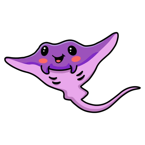 Ilustración Vectorial Lindo Poco Púrpura Stingray Dibujos Animados Natación — Vector de stock