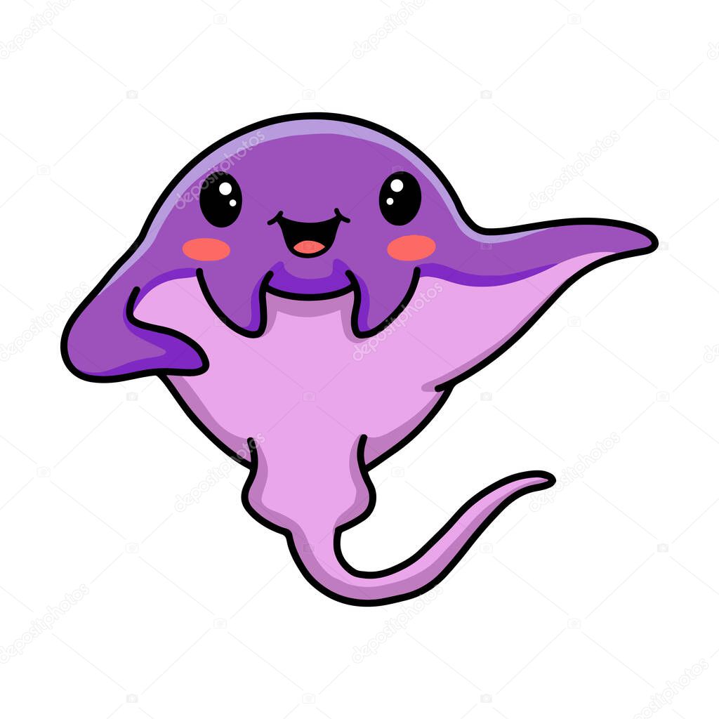Vector illustration of Cute little purple stingray cartoon dancing