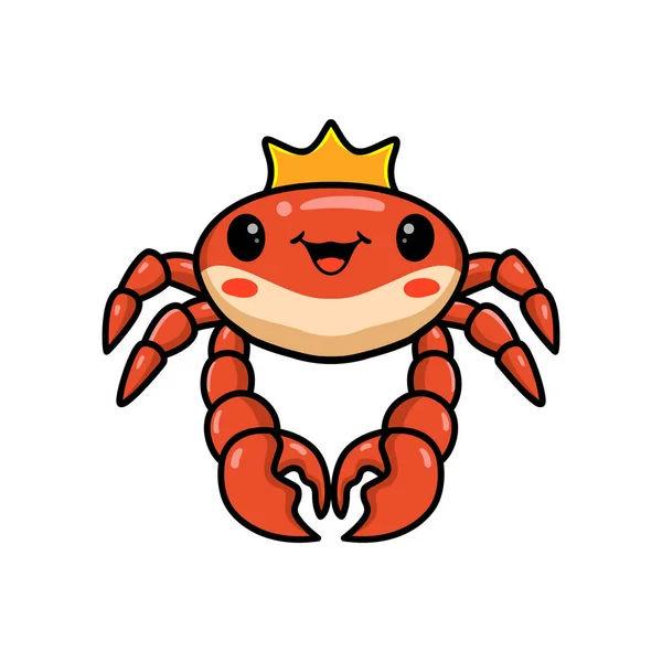 Wektor Ilustracja Cute Little Crab Kreskówki Króla — Wektor stockowy