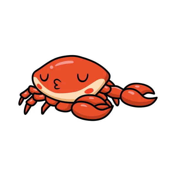 Wektor Ilustracja Cute Little Crab Kreskówki Śpi — Wektor stockowy