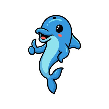 Küçük şirin yunus karikatürünün vektör çizimi başparmağı kesiyor.