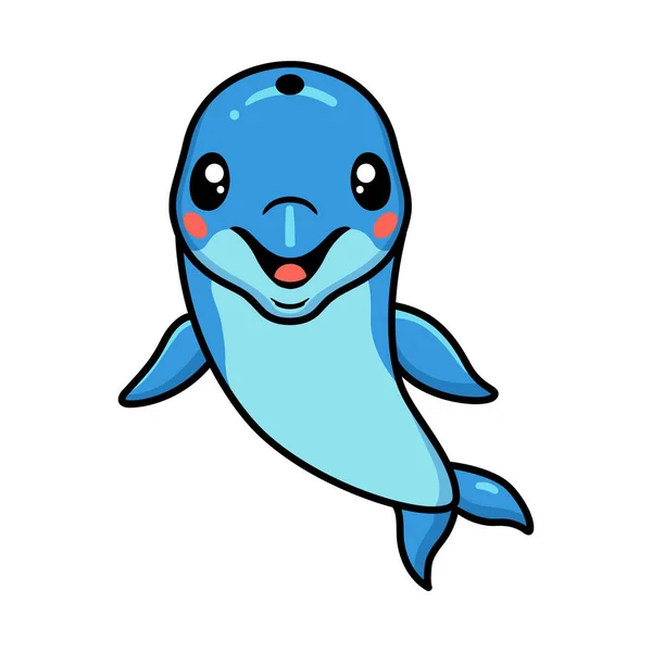 Vector Illustration Cute Little Dolphin Cartoon Posing — Stock Vector