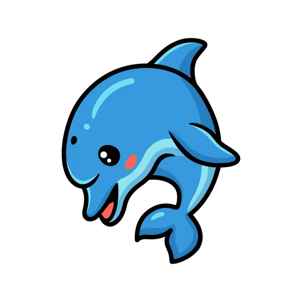 Vector Illustration Cute Little Dolphin Cartoon Posing — Stock Vector