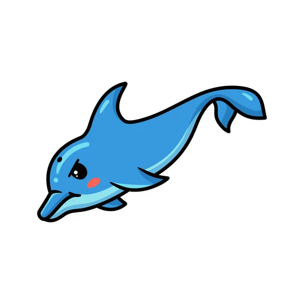 Vektor Illustration Des Niedlichen Kleinen Delphin Cartoon Schwimmen — Stockvektor