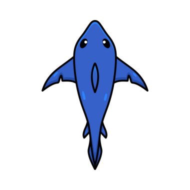 Küçük şirin köpekbalığı yüzme çizgi filminin vektör çizimi