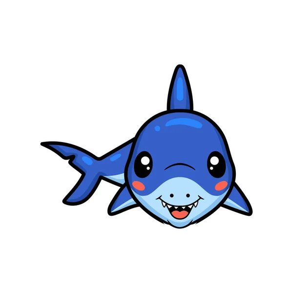 Vector Illustration Cute Little Shark Cartoon Swimming — Stock Vector